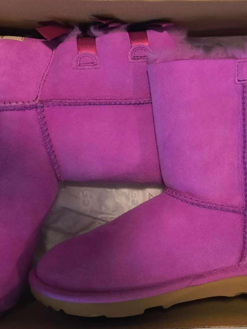 UGG Kids Pink Fuzzy Boot Interior
